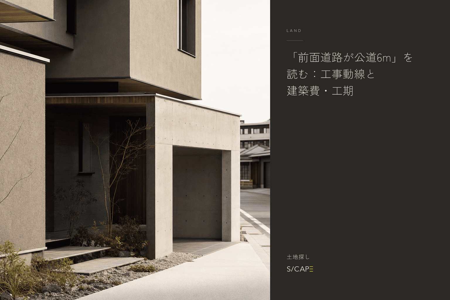 土地探し|「前面道路が公道6m」を読む:工事動線と建築費・工期